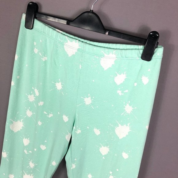 Wildfox Womens Paint Splatter Knox Pants Cotton Terry Aqua Diver Size La… - Picture 3 of 8